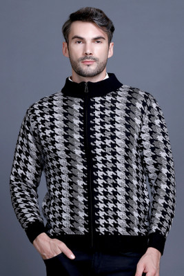 GODFREY Checkered Round Neck Casual Men Grey Sweater