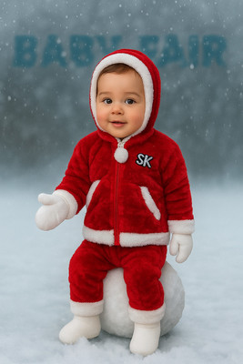 Skfashiontrends Solid Hooded Neck Party Baby Boys & Baby Girls Red Sweater