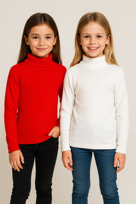 SHIVAAY CREATIONZ Striped Turtle Neck Casual Baby Boys & Baby Girls White, Red Sweater