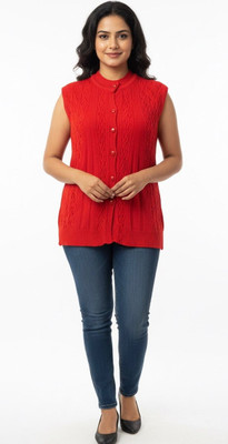 Fashionpoint Solid Round Neck Casual Women Red Sweater