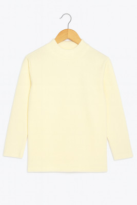 Elefantino Solid Round Neck Casual Boys & Girls White Sweater