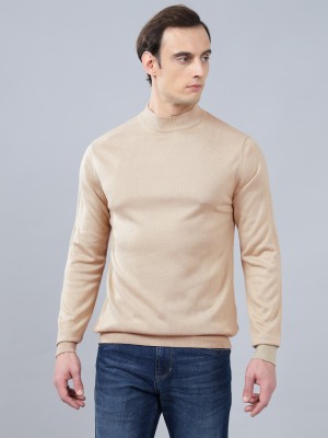 CANTABIL Solid Round Neck Casual Men Beige Sweater