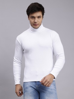 NUEVOSPORTA Solid High Neck Casual Men White Sweater