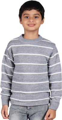 Medulla Self Design Round Neck Casual Boys Grey Sweater