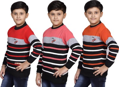 DIMSYCOLLECTION Striped Round Neck Casual Boys Multicolor Sweater