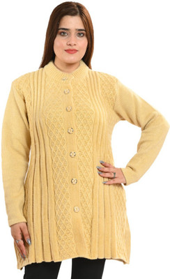Lakshmi Self Design Collared Neck Casual Women Yellow Sweater