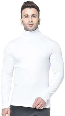 NEELAMGARMENT Solid High Neck Casual Men White Sweater