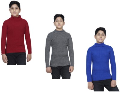 IndiWeaves Solid High Neck Casual Baby Boys Multicolor Sweater