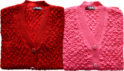 Shunit creation Solid V Neck Formal Women Red, Pink Sweater