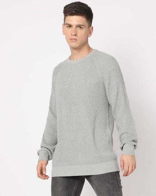 GAP Self Design Round Neck Casual Men Grey Sweater