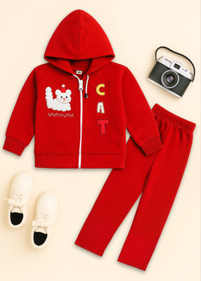 S NAFISHA DRESSES Baby Boys & Baby Girls Party(Festive) Sweatshirt Pant(Red)