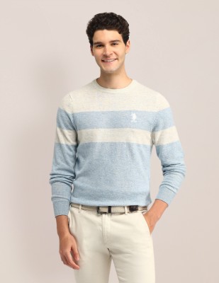 U.S. POLO ASSN. Solid Crew Neck Casual Men White Sweater