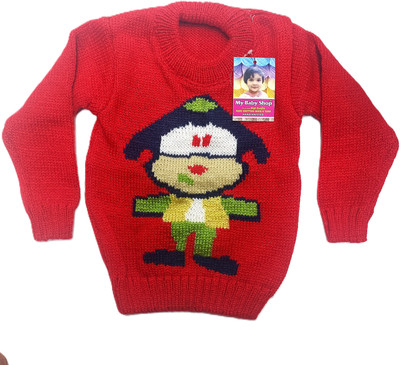 my baby shop Solid Round Neck Casual Baby Boys & Baby Girls Red Sweater