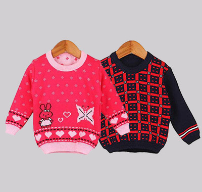 SwellSwag Checkered Round Neck Casual Baby Boys & Baby Girls Multicolor Sweater