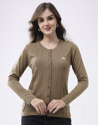 MONTE CARLO Self Design Round Neck Casual Women Beige Sweater