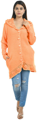 Life and style Self Design V Neck Casual Men Orange Sweater