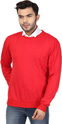 RiverHill Solid Round Neck Casual Men Red Sweater