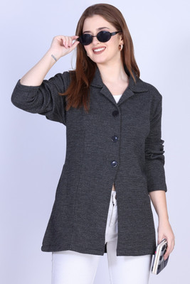 DAILYDUDE Solid Collared Neck Casual Women Grey Sweater