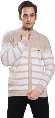 PIPASA WOMEN Self Design Round Neck Casual Men Beige, White Sweater