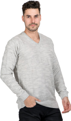 MONT CONNETT Self Design Round Neck Casual Men Brown Sweater