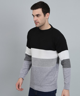 MORKEL Colorblock Round Neck Casual Men Multicolor Sweater