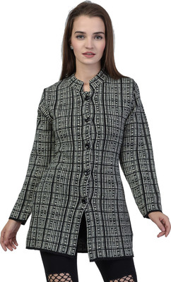 TAB91 Self Design Round Neck Casual Women Black Sweater