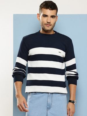 METRONAUT Colorblock Round Neck Casual Men Dark Blue Sweater