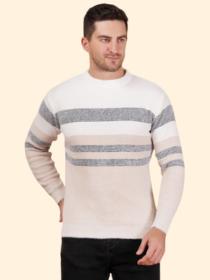 KIPEKEE Striped Round Neck Casual Men Black Sweater
