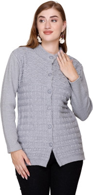 Biwu Solid Round Neck Casual Women Grey Sweater