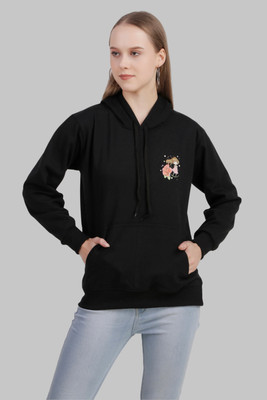 Priyansh Enterprises Printed Hooded Neck Casual Women Black Sweater