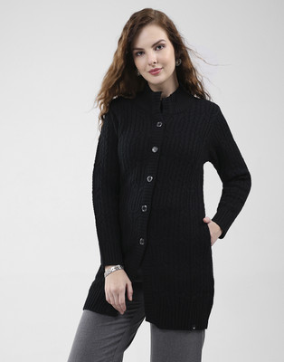 MONTE CARLO Self Design High Neck Casual Women Black Sweater