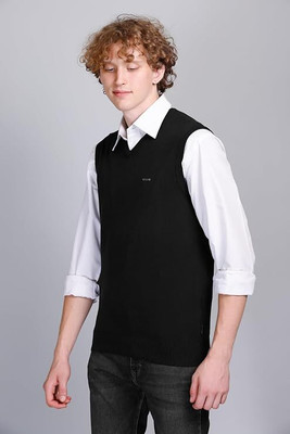Hans Fashion ENT Solid V Neck Casual Men Black Sweater