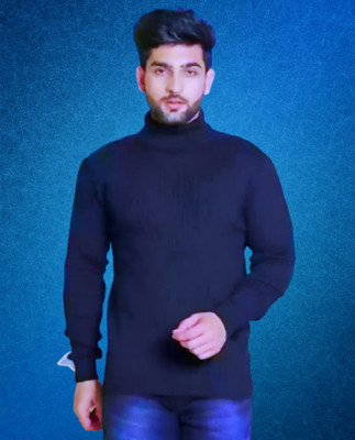 TRENDSET Solid Turtle Neck Casual Men Blue Sweater