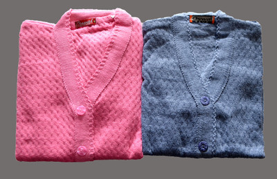 Shunit creation Solid V Neck Formal Women Pink, Grey Sweater