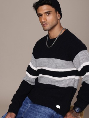 Roadster Striped Round Neck Casual Men Multicolor Sweater