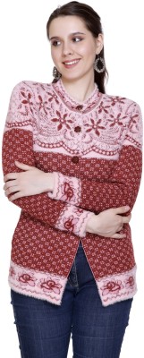 HITTIKA Self Design Round Neck Casual Women Maroon Sweater