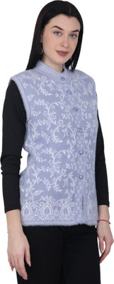 HITTIKA Self Design Round Neck Casual Women Blue Sweater