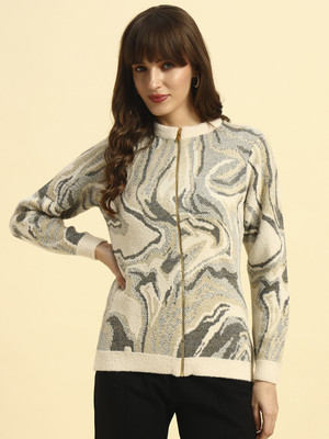 CANTABIL Self Design Turtle Neck Casual Women Beige Sweater