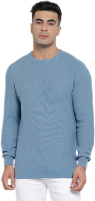 RED TAPE Self Design Round Neck Casual Men Blue Sweater