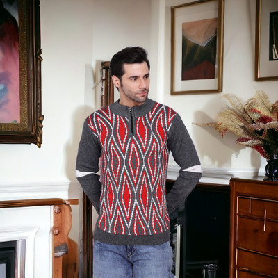AXOLOTL Self Design High Neck Casual Men Multicolor Sweater