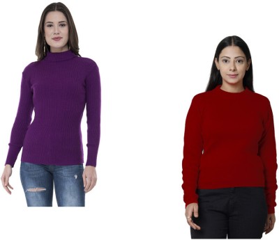 KAVYA Solid High Neck Casual Women Multicolor Sweater