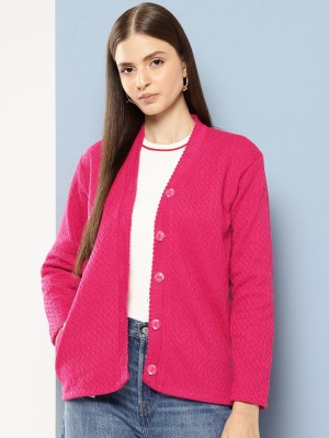 Roadster Solid V Neck Casual Women Pink Sweater