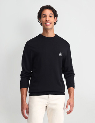 U.S. POLO ASSN. Solid Crew Neck Casual Men Black Sweater