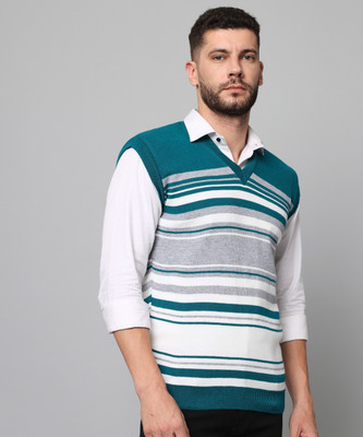 MORKEL Striped V Neck Casual Men Multicolor Sweater