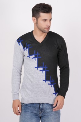 AXOLOTL Colorblock V Neck Casual Men Multicolor Sweater