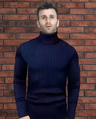 TRENDSET Solid Turtle Neck Casual Men Blue Sweater