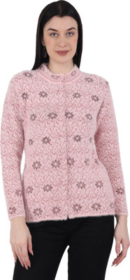 HITTIKA Woven Round Neck Casual Women Pink Sweater