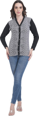 Life and style Paisley V Neck Casual Women Grey Sweater
