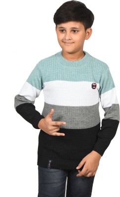 DIMSYCOLLECTION Colorblock Round Neck Casual Boys Light Blue Sweater