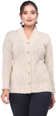 PIPASA WOMEN Solid Collared Neck Casual Women Beige Sweater